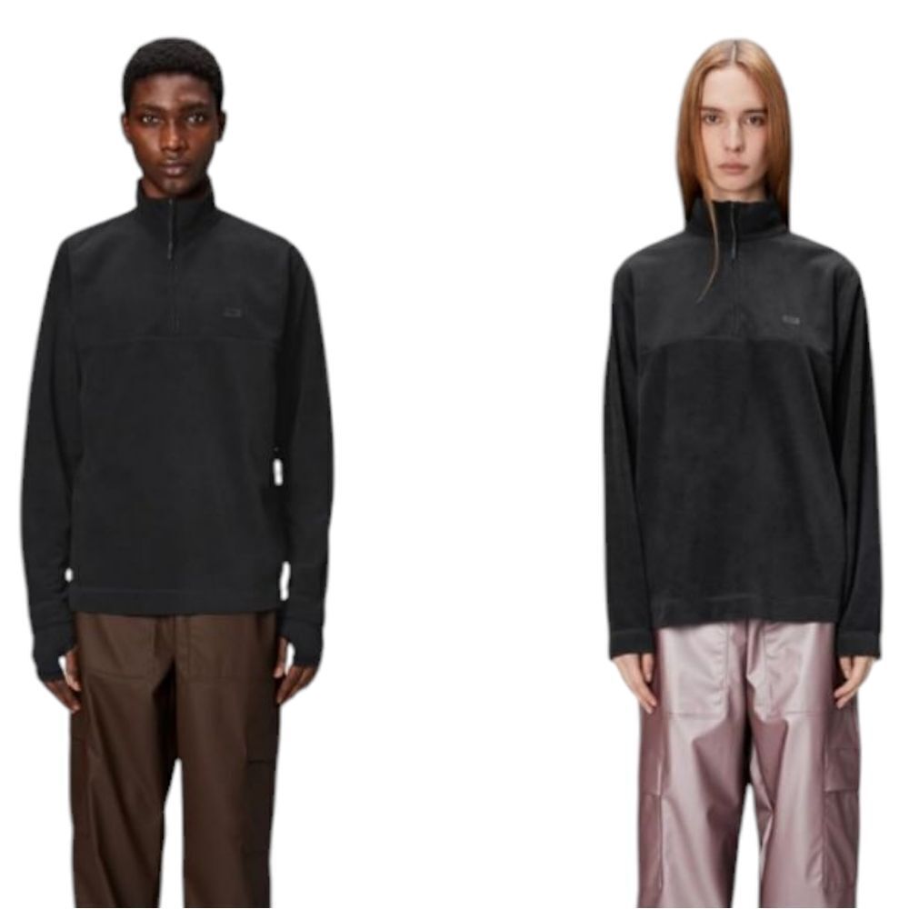 NWT RAINS Addis Fleece Half Zip Lightweight Microfleece Unisex black size L